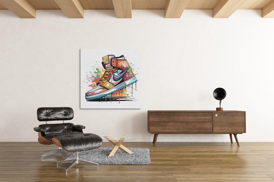 Canvas Schilderij - Sneaker - Kleurrijk - Schoenen - 100x100x2 cm