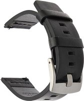 Leren Horloge Band voor Garmin Venu 3S | 18 mm | Armband - Polsband - Strap Bandje - Sportband - Horlogebandjes | Zwart met Zilveren Gesp