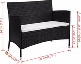 Tuinbank Zwart 106CM / Tuinstoelen / Theetafel / Tuin Bank / Tuin stoelen / Tuin Sofa