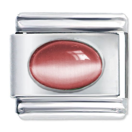 Quiges - Link Charm - 9mm – cateye rose - Convient pour bracelet Nomination - Bracelets à maillons - Bracelet charms Italie