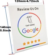 Google Review Balie Display - NFC Reviews - Reviews verzamelen - Wit Standaard