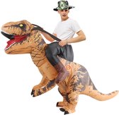 Rique Dino pak - Carnaval - Dino pak - Dinosaurus - Dino kostuum - Opblaas Dino - Carnavalspak Dino - Dino - Volwassen Dinopak - Oranje open Dino
