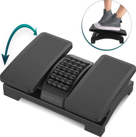 BUDDLEY Repose-pieds Plateforme réglable et inclinable - Repose-pieds de bureau ergonomique - Repose-pieds réglables - Repose-pieds de bureau - Repose-pieds ergonomique de Office - Avec fonction massage