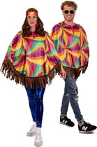 PartyXplosion - Hippie Kostuum - Psychedelische Hippie Poncho - Multicolor - One size - Carnavalskleding - Verkleedkleding