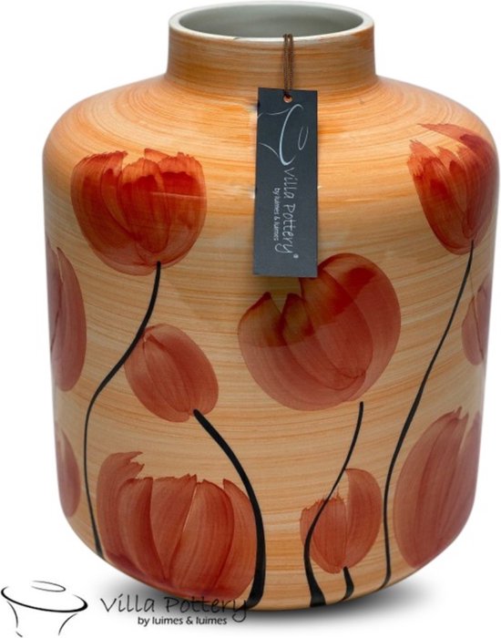 Vaas - Keramiek - Decoratie - Woondecoratie - Villa Pottery - Voorjaar - Francis 2 Orange/Red