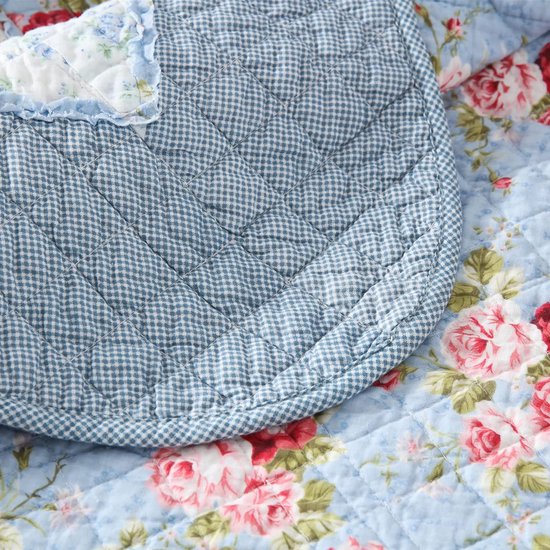 Qucover Boutis Couvre-lit Broderie,Couvre Lit 2 Personnes 220x240c avec 2 Taies d'oreiller