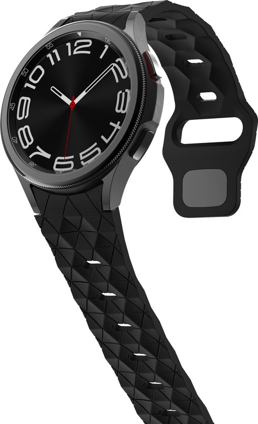 YONO Hexagon Bandje 20mm - Horlogebandje geschikt voor Samsung Galaxy Watch 6/5/4 (40/43/44/47mm Classic & Pro) - Zwart - YONO