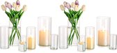 Decoratieve vaas glazen cilinder tafeldecoratie set van 4 bloemenvazen set moderne glazen vaas ronde glazen cilinder bloemenvaas tulpenvaas tafelvaas voor bruiloft woonkamer tulpen roos.