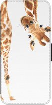 Leuke Telefoonhoesjes - Hoesje geschikt voor Samsung Galaxy S21 - Giraffe - Wallet Case met pasjeshouder - Giraffe - Beige