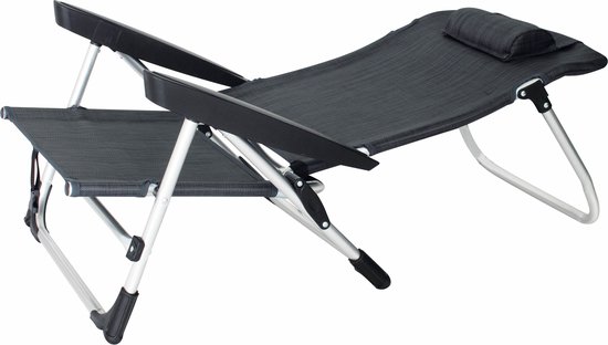 Eurotrail Marbella - Strandstoel met ligstand - Antraciet van Merkloos — afbeelding 4