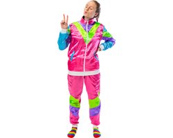 Fout trainingspak - Retro - Foute party kleding - 80s kostuum - Dames - Heren - Roze - Maat XL/XXL