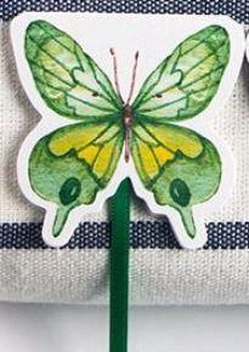 LeuksteWinkeltje Boekenlegger - Groen - Vlinder - magnetisch met lint
