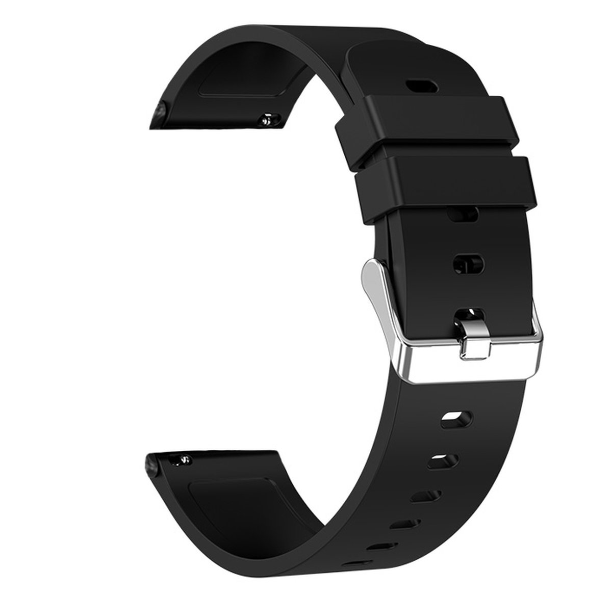 Bizoule Siliconen Bandje 18mm - Zwart met zilveren Gesp - Voor Smartwatch Divina Belle