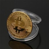 Bitcoin munt | met hoesje | goud | 2 stuks