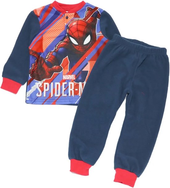 Spiderman pyjama - blauw - Spider-Man fleece pyama - maat 128