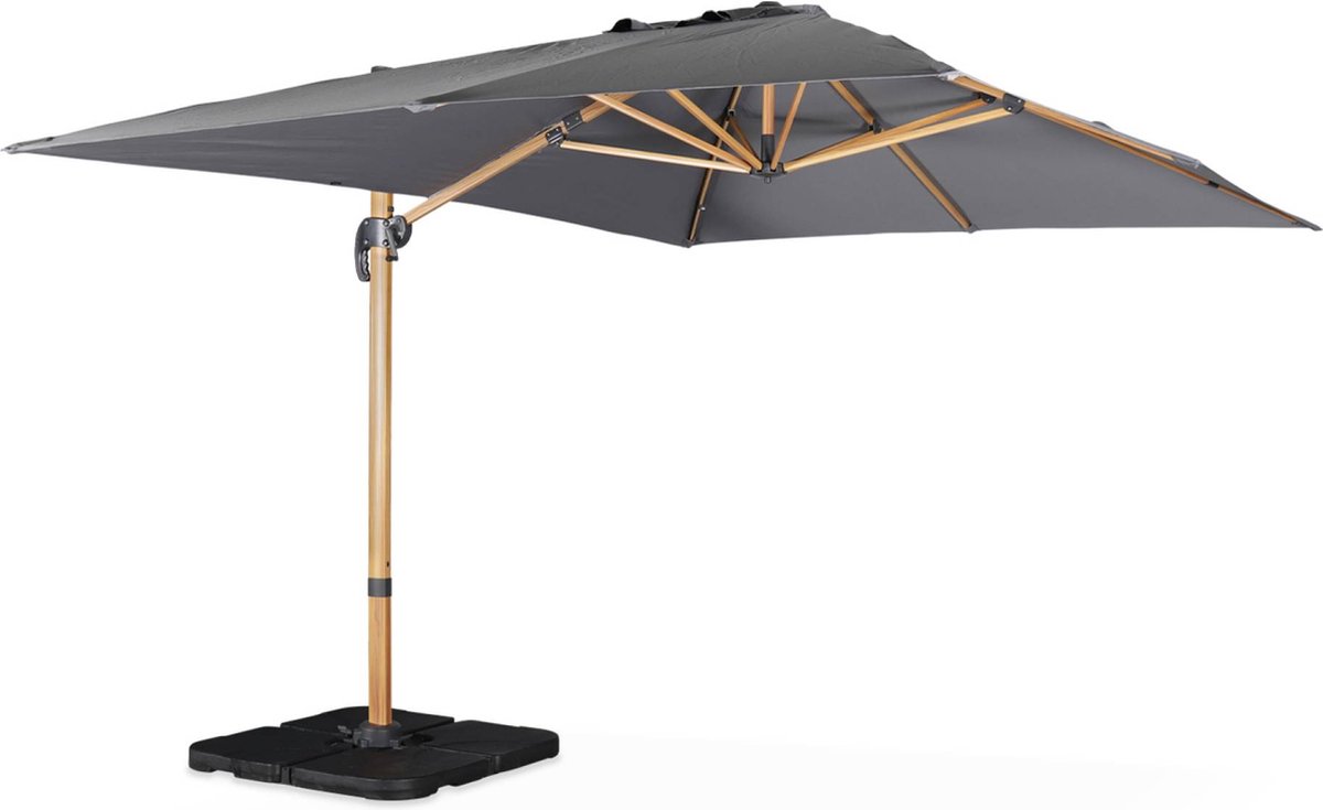 sweeek - Rechthoekige parasol 3x4m, wimereux, 360° draaibaar, verzwaarde tegels 50x50cm Sweeek Rechthoekige parasol 3x4m in Wimereux, 360° draaibaar, met verzwaarde tegels 50x50cm.