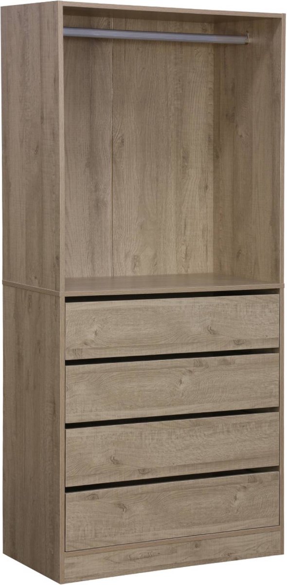 sweeek - Open kledingkast module hangruimte en 4 lades 80cm - modulo