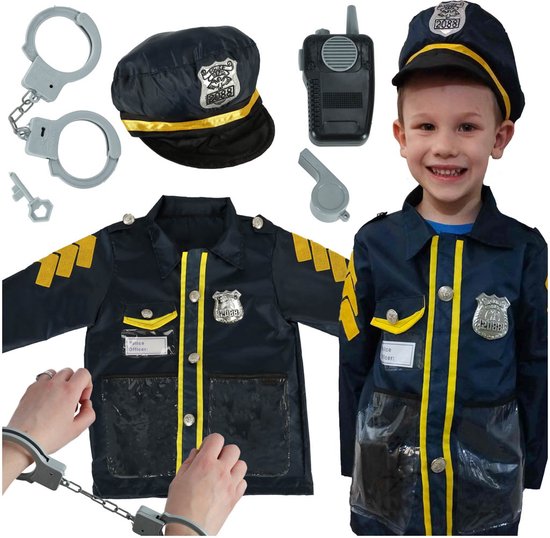 Playos® - Costume de Police - avec Menottes et Talkie Walkie - 3 à 8 ans -  Enfants 