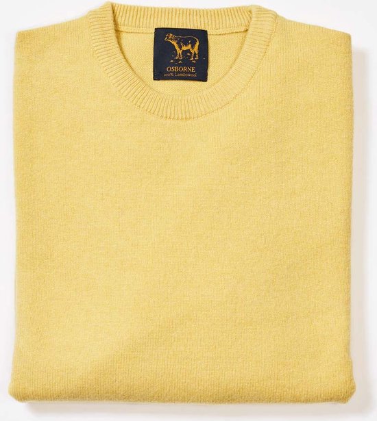 Osborne Knitwear Trui met ronde hals - Sweater heren in Lamswol - Pullover Heren - Daffodil - M