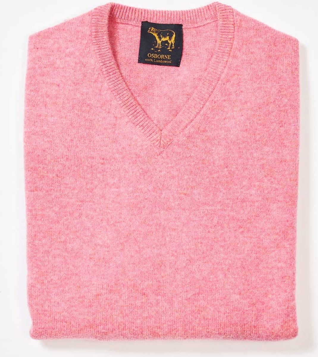 Osborne Knitwear Trui met V hals - Sweater heren in Lamswol - Pullover Heren - Nougat - XL