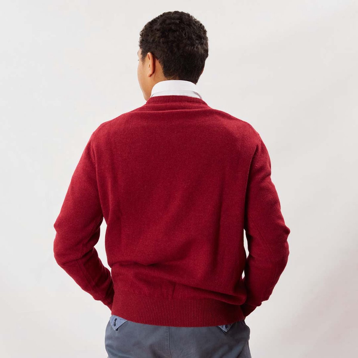 Osborne Knitwear Trui met V hals - Sweater heren in Lamswol - Pullover Heren - Poppy Melange - 4XL