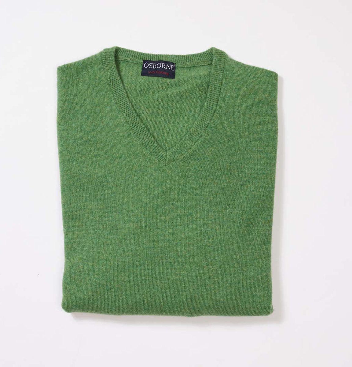 Osborne Knitwear Trui met V hals - Geelong wol - Watercress - XL