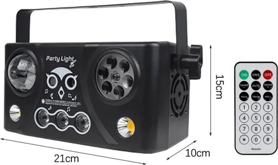 Foto: 5 in 1 party light laser disco lamp led stroboscope patronen dmx afstandsbediening 5 discolichten in 1