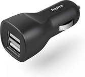 Hama Autolader - 2x USB-A poort - 12W - auto oplader usb a - Geschikt voor Smartphone en Tablet - Zwart