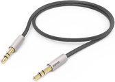 Hama Aux-kabel - 3,5mm jack - 3,5mm jack kabel - Aux aansluiting - Compatibel met standaard 3,5mm audio-aansluitingen - Aluminium behuizing - 0,5 meter - Zilver/zwart