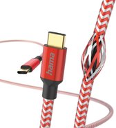 Hama Reflective USB-C naar USB-C Kabel - Oplaadkabel geschikt voor Samsung / Android - Gevlochten nylon - 3A USB 2.0 - 480Mbps - 150cm - Rood