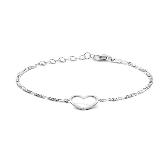 Armband met hartje 16 + 3 cm - armband dames - armband dames zilver - valentijn - zilveren armband dames
