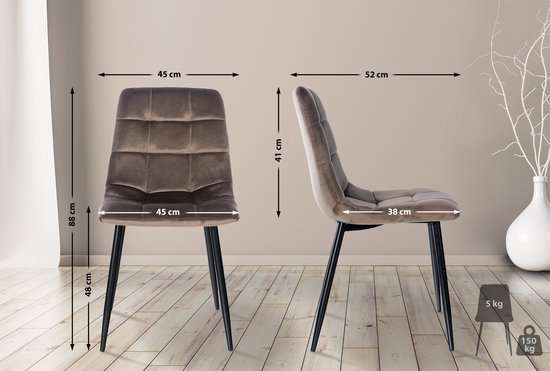 CLP Tilde Set van 2 eetkamerstoelen - Zonder armleuning - Industrieel -, Kleur:oranje, materiaal:Stof