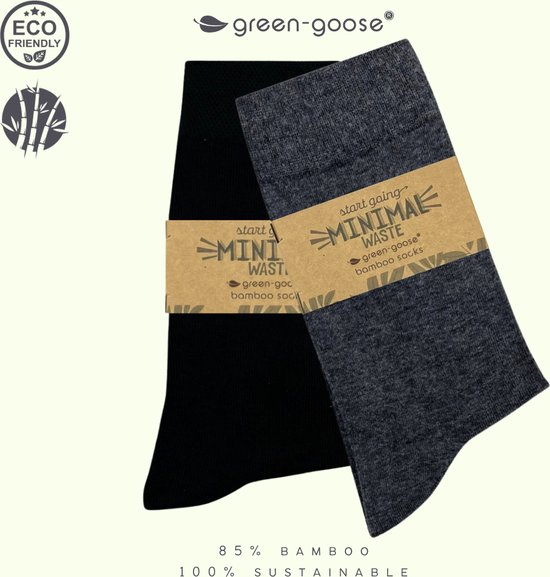 green-goose® Luxe Bamboe Sokken Heren | 2 Paar | Donker Mix | 40-43 | 85% Bamboe | Superzacht en Duurzaam