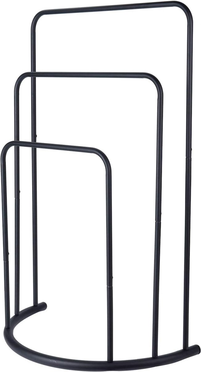 Metalen handdoekstandaard zwart - 75x49,5 cm - staande handdoekhouder badkamer badhanddoekhouder staand