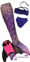 Zeemeermin staart set| Mermaid staart, Bikiniset en Monovin | Purple Glow maat 120 | Nieuw model 2024!