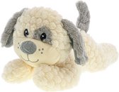 Pluche knuffel hond- 30cm- zeer zacht- polyester- grijs/wit.