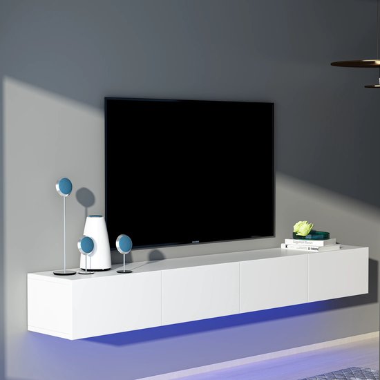 Skane Home TV meubel 240 cm Mat Wit met LED-verlichting