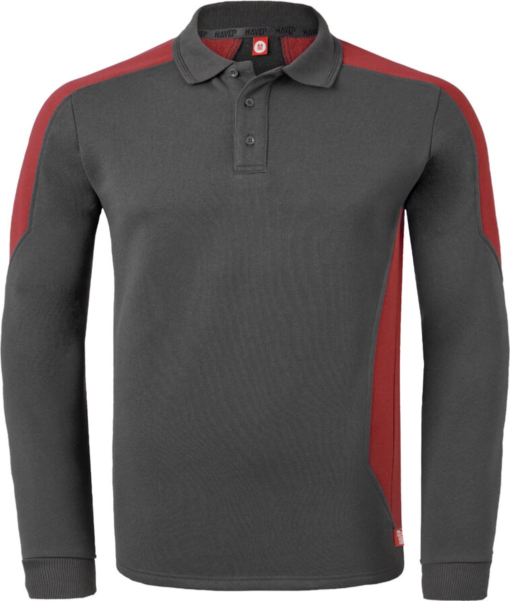 HAVEP Polosweater Bicolor 10075 - Charcoal/Rood - S