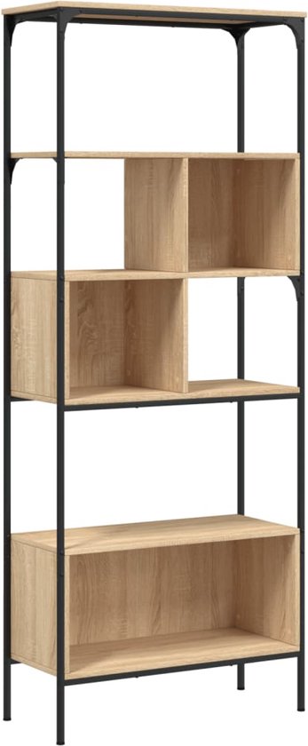 Boekenkast 5-laags 76x33x188,5 cm bewerkt hout grijs sonoma kopen