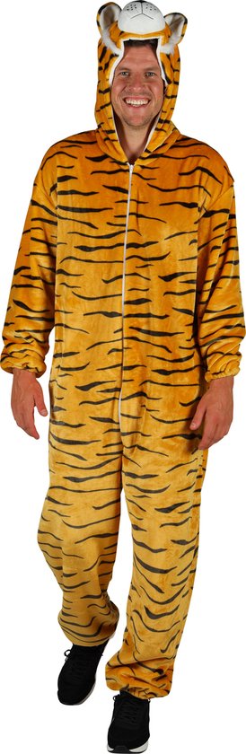 Déguisement Animaux Tigre Adultes - Peluche - Combinaison Animaux - Carnaval - Vêtements Déguisements Femme et Homme - Oranje/ Zwart - Taille M/L