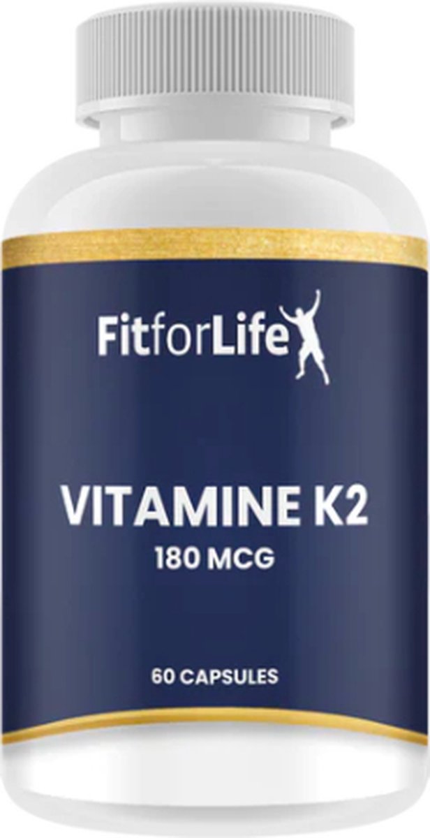 Fit for Life Vitamine K2-180 mcg - Hoge dosering vitamine K2 - Geschikt voor vegetariërs en veganisten - 60 capsules