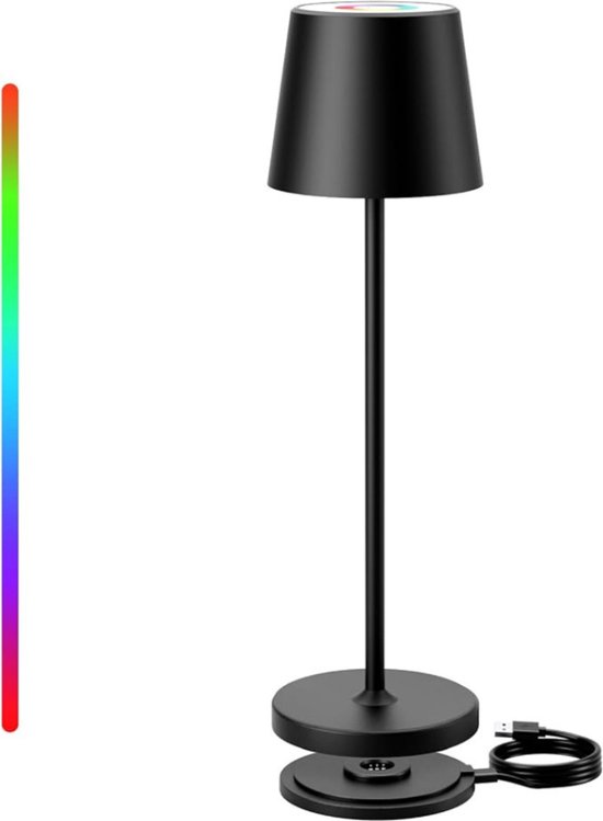 Tafellamp Oplaadbaar – Bureaulamp – Draadloos – Op Batterijen – Dimbare LED – Waterdicht – Multifunctioneel - Zwart