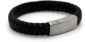 Mijn Assieraad - Asarmband met vulsetje - Mini urn - Lederen armband - Leer - Zwart - Matte zilveren sluiting - Maat Extra Large - 23 centimeter