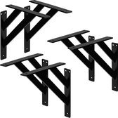 ML-Design 6 stuks plankdrager 240x240 mm, zwart, aluminium, zwevende plankdrager, plankdrager, wanddrager voor plankdrager, plankdrager voor wandmontage, wandplankdrager plankdrager