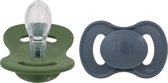 Lullaby Fopspeen Symmetrical Silicone Size 2 Forest Green & Flint Stone 2-Pack