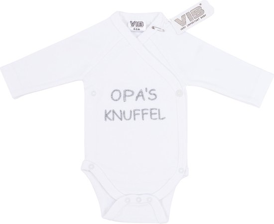 VIB® - Rompertje Luxe Katoen - Opa's Knuffel (Wit) - Babykleertjes - Baby cadeau