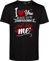 T-shirt Because You're Awesome | Valentijn cadeautje voor hem | Valentijn | Valentijnsdag voor mannen | Zwart | maat XXL