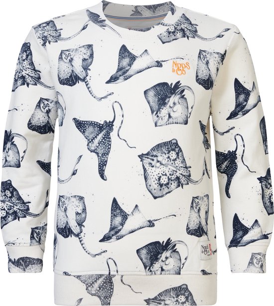 Noppies Boys Sweater Denyt long sleeve all over print Jongens Trui - Whisper White - Maat 116