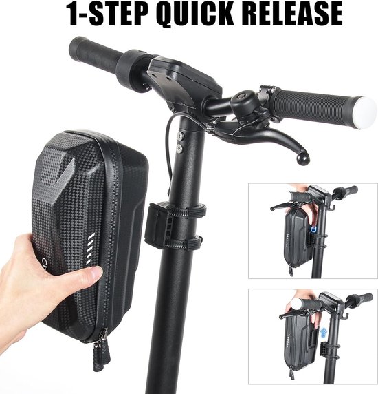 VERTAST Fietsstuurtas Voorkant Buis Pouch EVA Hard Shell Quick Release Verstelbare Reflecterende voor Vouwfiets Elektrische Scooter Fietsen, Knop, 3L