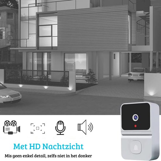 Slimme Video deurbel met Camera - Met WiFi en App - Ring Geluid - Draadloos - Met Nachtzicht - 480P - Tweerichtingsgesprek - Cloud Opslag - Wit — afbeelding 3
